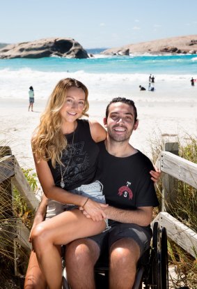 Jaimen Hudson and his girlfriend, Jess Fotheringham, at Twilight Beach, Esperance.