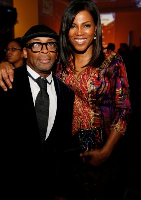 Shabazz with Spike Lee, who directed the 1992 <i>Malcolm X</i> biopic, in February at the NAACP Image awards