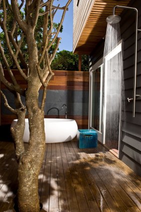 An open-air shower is just one of the features of Lidgbird Pavilion.