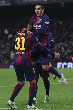 Pedro celebrates a goal.
