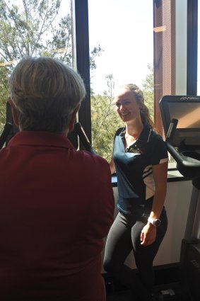 Personal trainer Jess Latham in the separate women's-only gym in the new Southern Cross Club building on Yamba Drive.