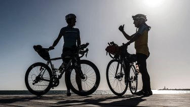 Riders get ready for the the Indian Pacific Wheel Race.