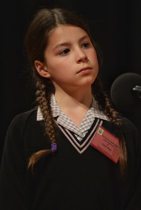 Caitlyn Thew from Canobolas Public School correctly spelt words such as sprint, melody and emperor in the final of the Premier's Spelling Bee.