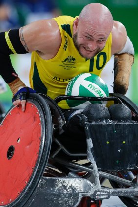 Australia's Chris Bond moves the ball during the Steelers match with Britain in Rio.