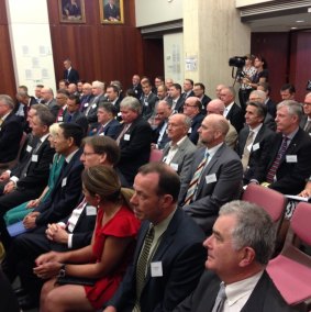 Business leaders gather in Queensland Parliament's Great Hall on Tuesday.
