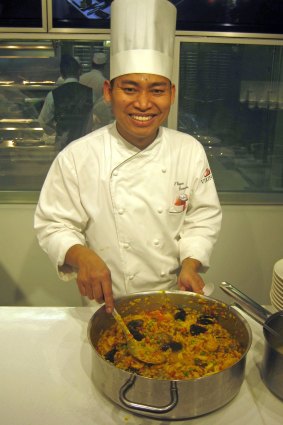 Chef de cuisine Wayan Darmawan prepares risotto.