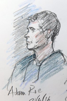 Adam Rowe pleaded gulity to being an accessory to the murder of Kenneth Handford. <i>Sketch by Edward Coleridge</i>
