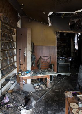The inside of the Auburn video store that damaged by a fire.