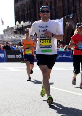 Bobby O'Donnell during the 2014 Boston Marathon.