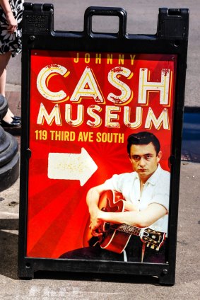  Johnny Cash Museum pavement sign in Nashville Tennessee. 