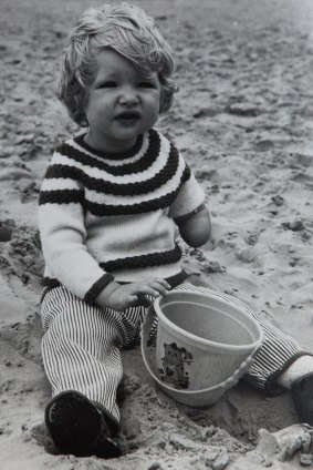 Beach baby: Emma Olivier aged one, at South Melbourne beach, around 1971.
