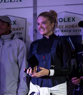 Erin Molan at presentations after Perpetual Loyal smashed the Sydney to Hobart race record by nearly five hours. 