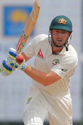 Shaun Marsh is a picture of concentration on the way to his century in Colombo.