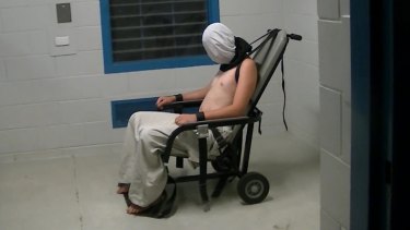 The image of Dylan Voller in a spit-hood at the Don Dale Youth Detention Centre that helped trigger the royal commission.