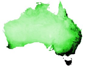 Green: Nitrogen, a key element for plant growth, varies from 0 to 0.21 per cent in the top five centimetres of soil. Darker colours mean higher concentrations. 