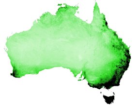 Green: Nitrogen, a key element for plant growth, varies from 0 to 0.21 per cent in the top five centimetres of soil. Darker colours mean higher concentrations. 