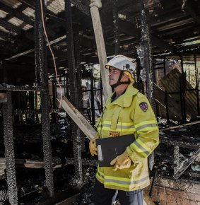 NSW Fire and Rescue inspector John Paull  at the scene of the fire.
