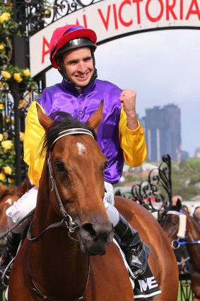 Michael Rodd returns to scale on Bonaria after winning the Myer Classic.