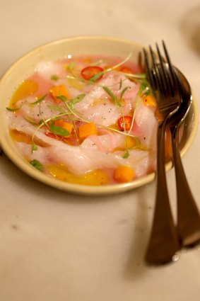 The ceviche, lemon-cured white fish, at San Telmo.