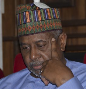 Nigeria's former national security adviser Sambo Dasuki attends a hearing to face charges of possessing weapons illegally in Abuja, Nigeria, in September.