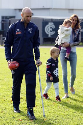Chris and Rebecca Judd with their children Oscar and Billie at Ikon Park on Tuesday.