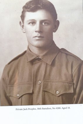 Private Jack Peoples, 58th Battalion, No 4288. Aged 18.