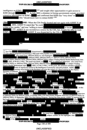 Heavily edited: A page from the Senate intelligence committee's report on CIA torture.