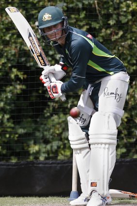 Steve Smith bats in the nets during a practice session ahead of the tour match in Kent.