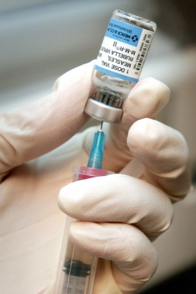 A dose of mumps-measles-rubella vaccine. 