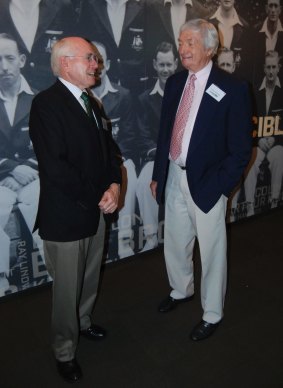 John Howard with Richie Benaud at the International Cricket Hall of Fame in Bowral in 2010.