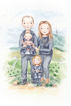 A family portrait by Raisa Kross Illustrations.