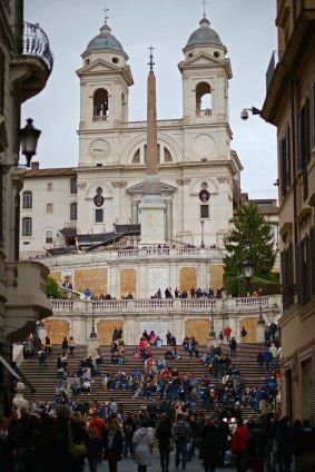 Tourist draw card: The Spanish Steps where the Keats-Shelley House, in which Keats died, is located. 