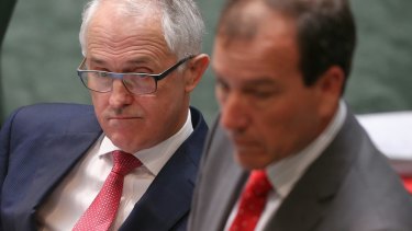 Prime Minister Malcolm Turnbull and Special Minister of State and Minister for Defence Materiel and Science Mal Brough, who stepped aside on Tuesday.