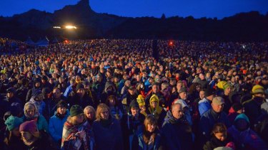 More than 10,000 people packed Anzac Cove for the dawn service. 