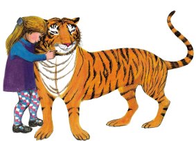 An illustration from <i>The Tiger Who Came to Tea</i>.