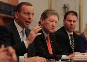 Razor gang: Josh Frydenberg, far right, is part of Tony Abbott's team to address the budget deficit.
