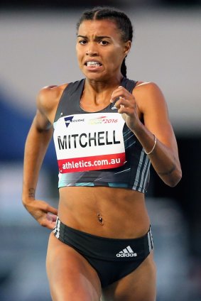 Morgan Mitchell of Australia gives it her best shot in the 400 metres on Saturday night.
