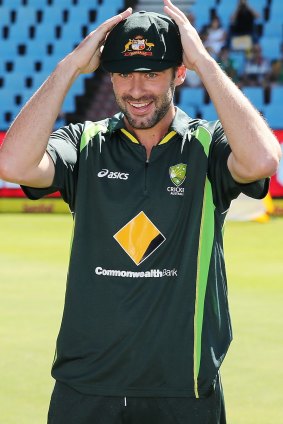 Top of the order: Alex Doolan receives his Baggy Green before making his Test debut against South Africa in February 2014. Doolan will play for Tasmania against the ACT Comets on Monday.