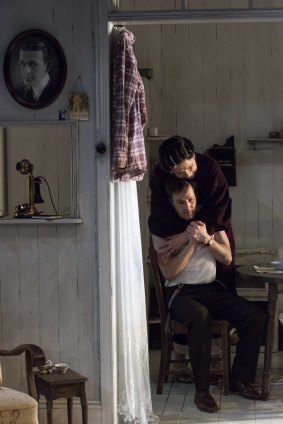 Luke Mullins and Pamela Rabe in The Glass Menagerie.