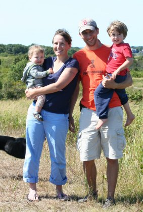 Nina with husband John and sons Freddy and Benny, 2010.