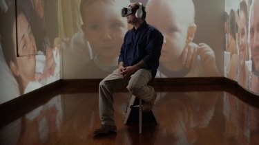 FIFO contract worker Jace Larke watches his son's birth in virtual reality.