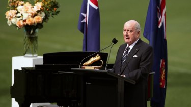 Broadcaster Alan Jones delivers a eulogy for Olympian Betty Cuthbert.