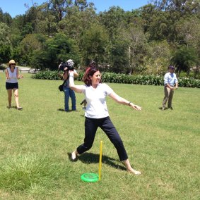 Getting in some cricket during the election campaign.