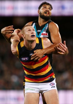 Port's Paddy Ryder, in a contest with the Crows' Sam Jacobs, has been offered a one-match ban.