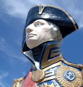 Ship figurehead of Lord Nelson at Portsmouth Historic Dockyard.