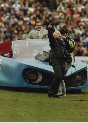 No encore: Angry Anderson's famous performance at the 1991 AFL grand final. He won't be returning for a second performance this weekend.