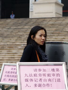 Niki Chow, Matthew Ng's wife, at Guangdong Supreme Court in China in March 2012.