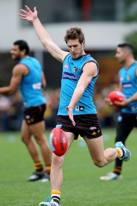 One of the better players: Hawthorn's Grant Birchall in training.