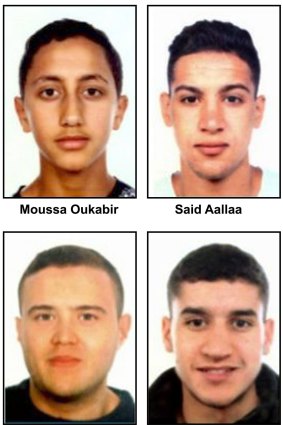 Moussa Oukabir, Said Aallaa, Mohamed Hychami and Younes Abouyaaqoub, who are suspects wanted in connection with the Spanish attacks.