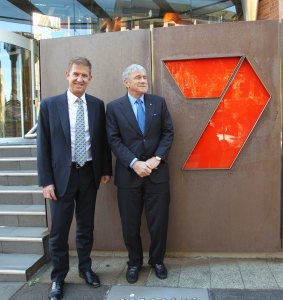 Seven West Media chief executive Tim Worner (left) and chairman Kerry Stokes, are steering the network through tough times for free-to-air television. 